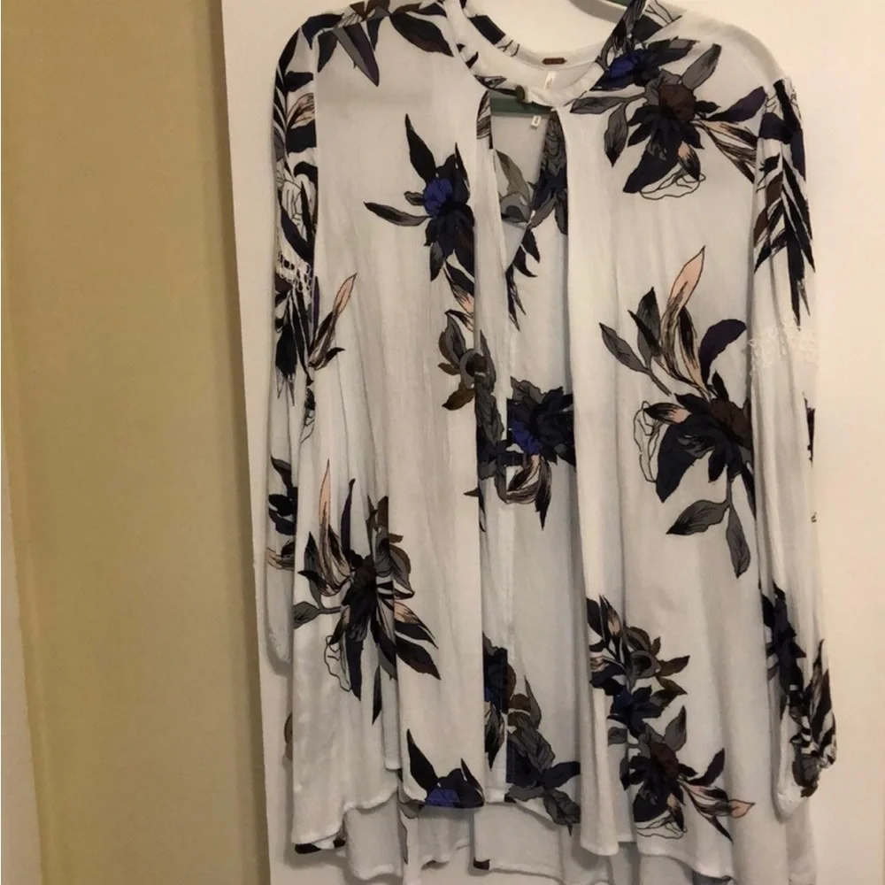Free People White Floral Tunic